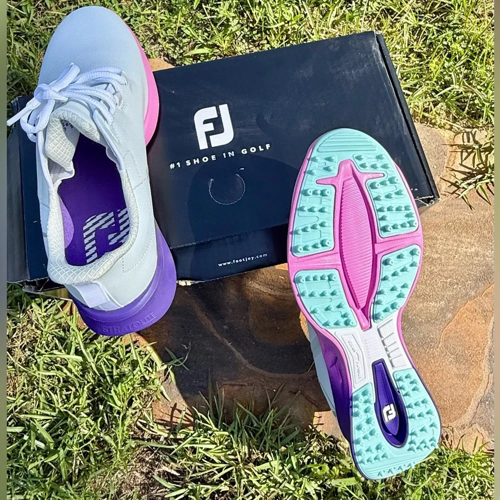 NEW FootJoy Fuel Sport Women’s Golf Shoes White/Pink/Purple Size 8.5 Medium NIB